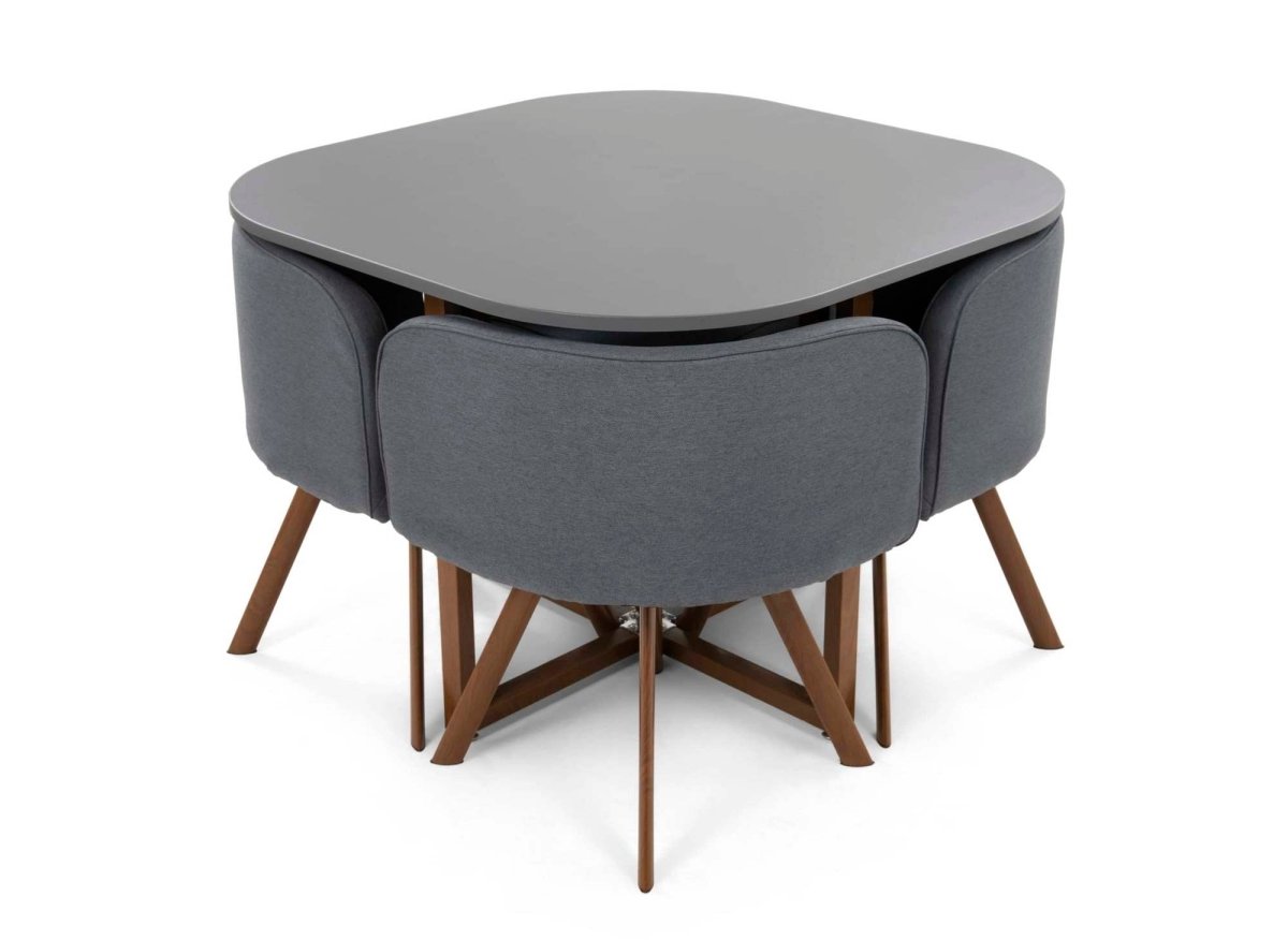 Ensemble table + 4 chaises encastrables grises FLEN - DécoInParis