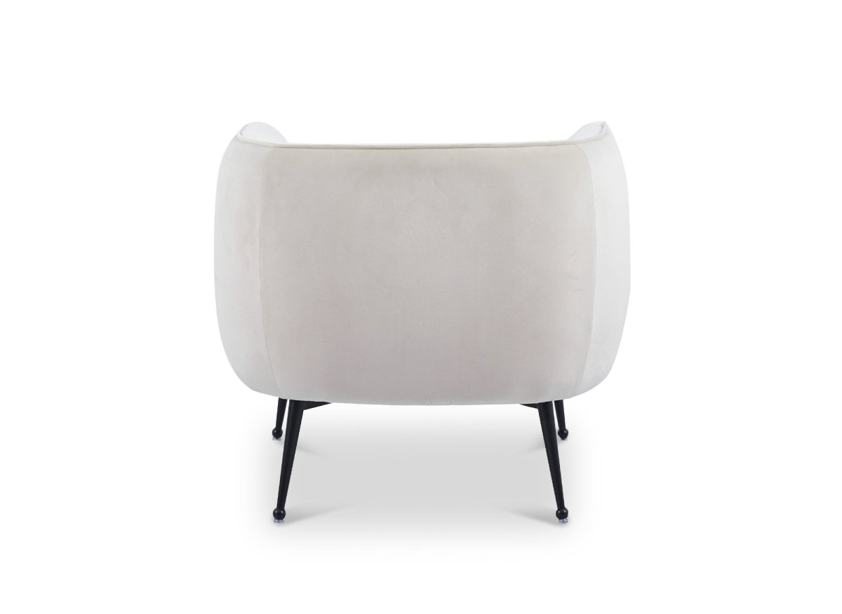 Fauteuil cabriolet en velours beige pieds noir PERRY - DécoInParis