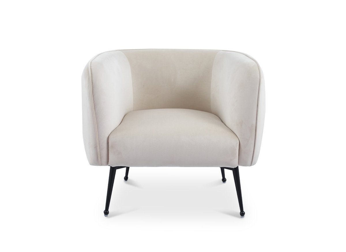 Fauteuil cabriolet en velours beige pieds noir PERRY - DécoInParis