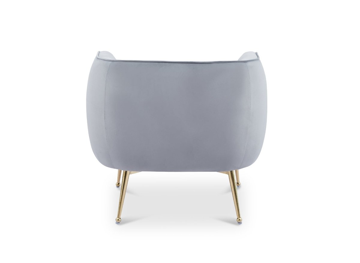 Fauteuil cabriolet en velours gris pieds doré PERRY - DécoInParis