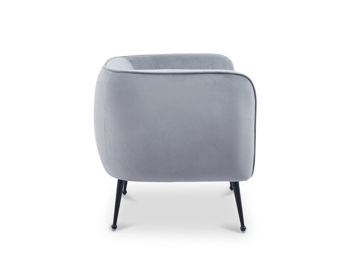 Fauteuil cabriolet en velours gris pieds noir PERRY - DécoInParis