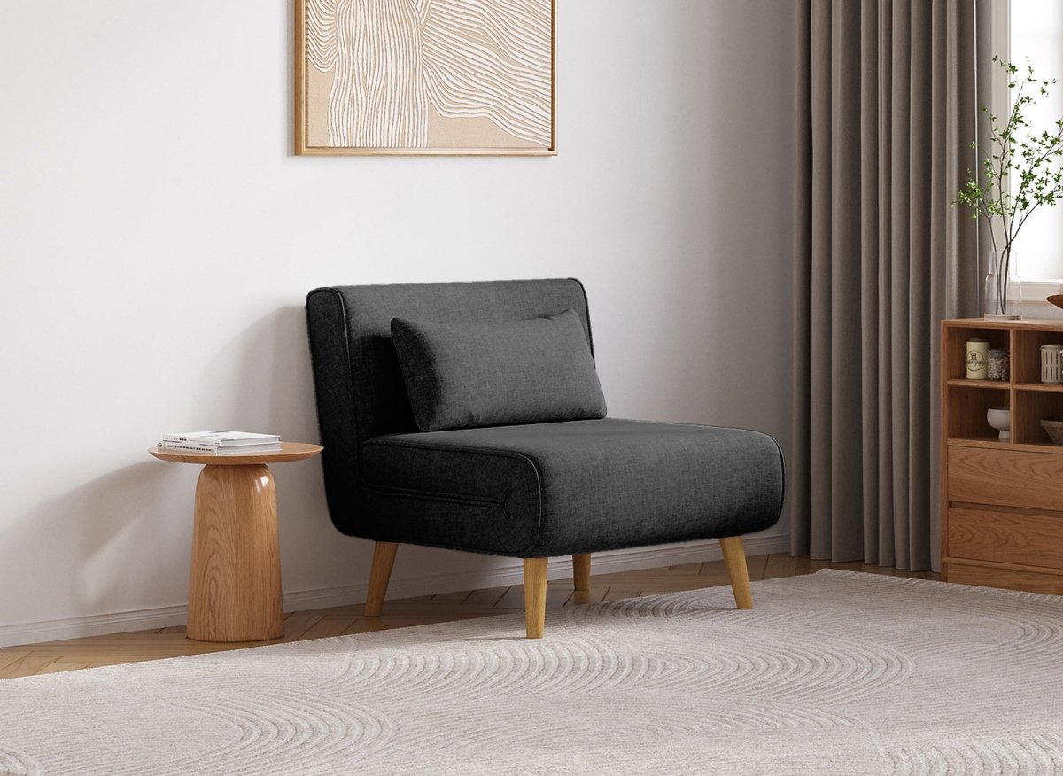 Fauteuil convertible en tissu gris anthracite TONKA - DécoInParis