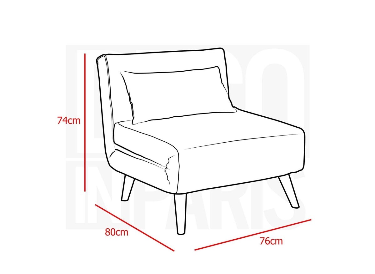 Fauteuil convertible en tissu gris TONKA - DécoInParis