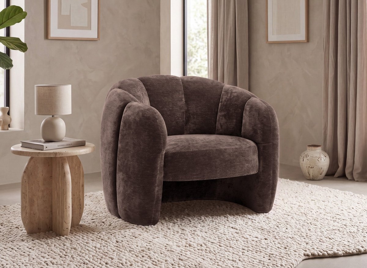 Poltrona di design in velluto marrone SENY - DécoInParis