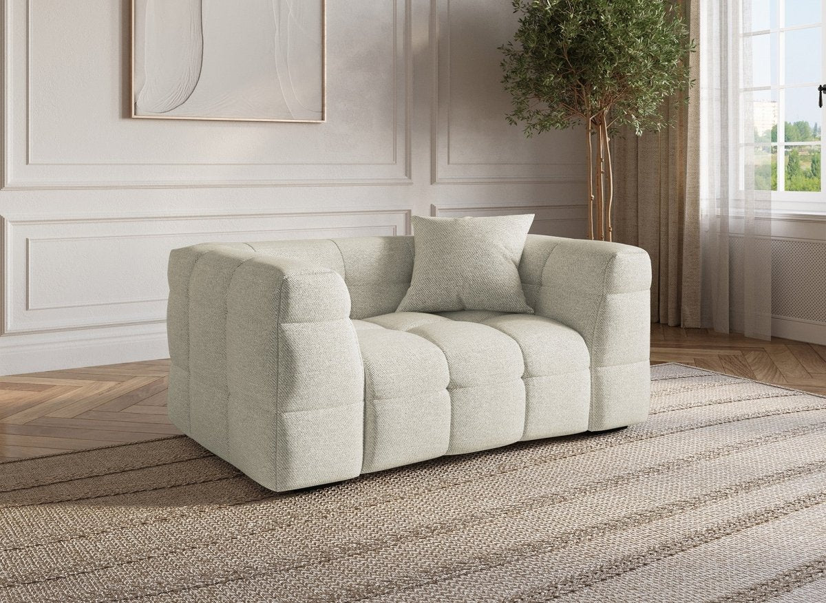 Fauteuil en tissu beige BELLA - DécoInParis
