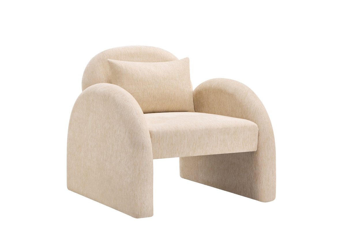Poltrona in velluto beige VOLTAIRE - DécoInParis