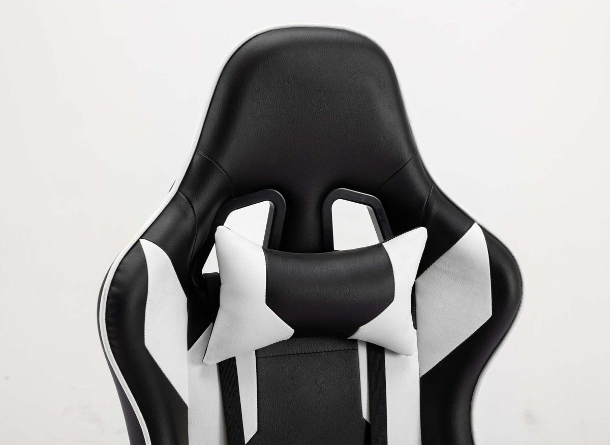 Fauteuil gaming en simili cuir noir et blanc LYHAM - DécoInParis