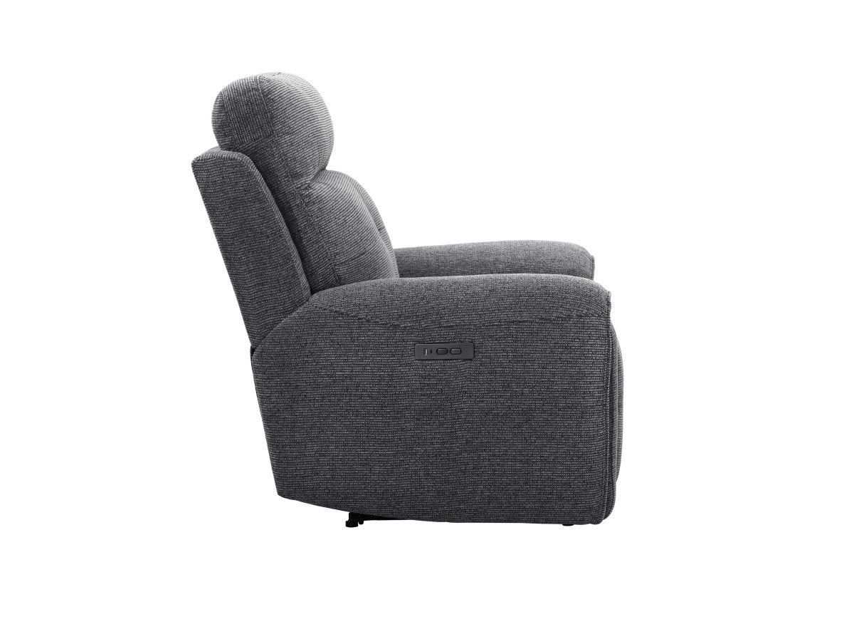 Fauteuil relax électrique en velours texturé gris PATRICIA - DécoInParis