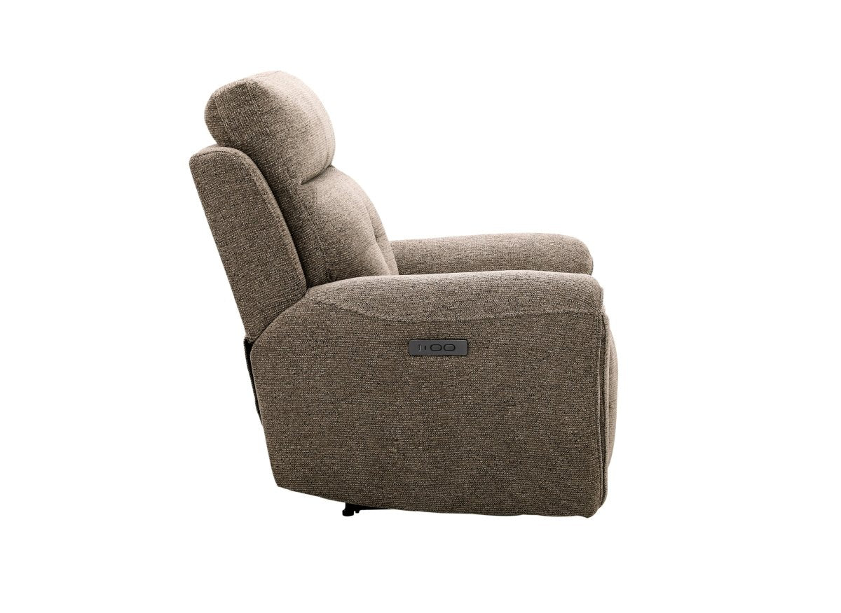 Fauteuil relax électrique en velours texturé marron PATRICIA - DécoInParis