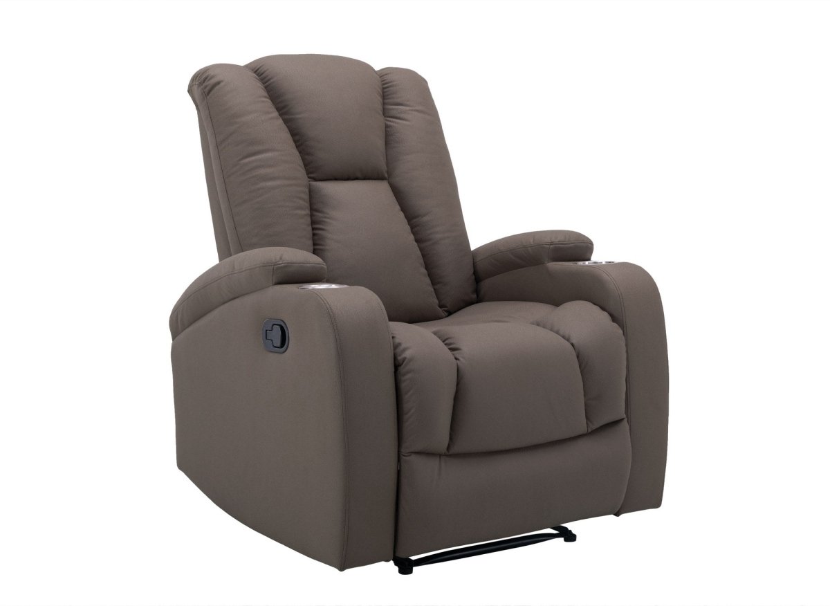 Fauteuil relax en tissu en microfibre marron CLARENCE - DécoInParis