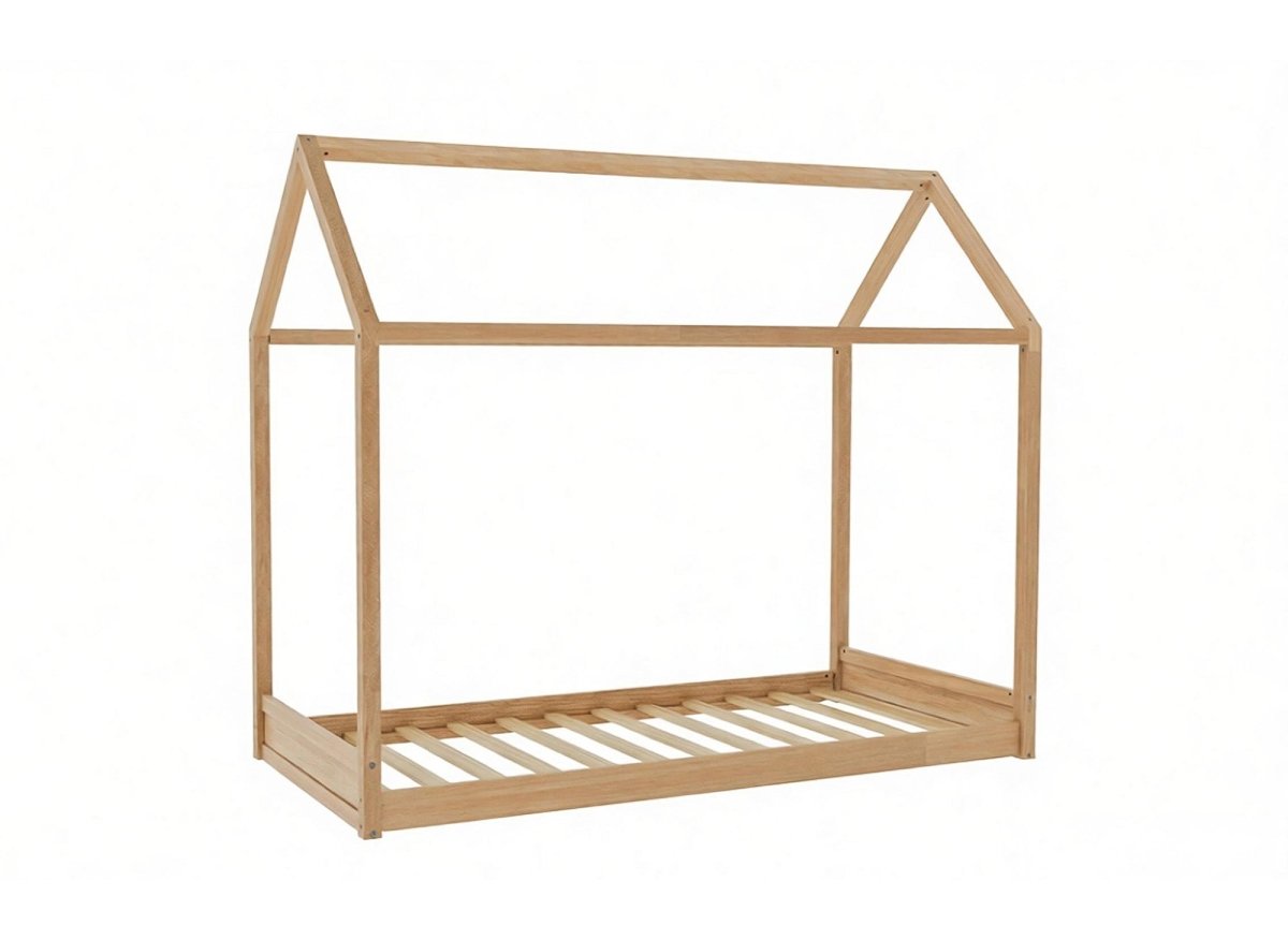 Détail du lit cabane Montessori POPY en bois naturel