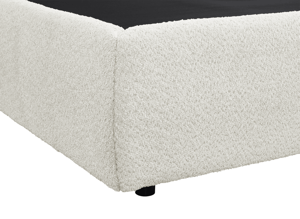 Lit coffre en tissu bouclette beige 140x190 cm MELY - DécoInParis