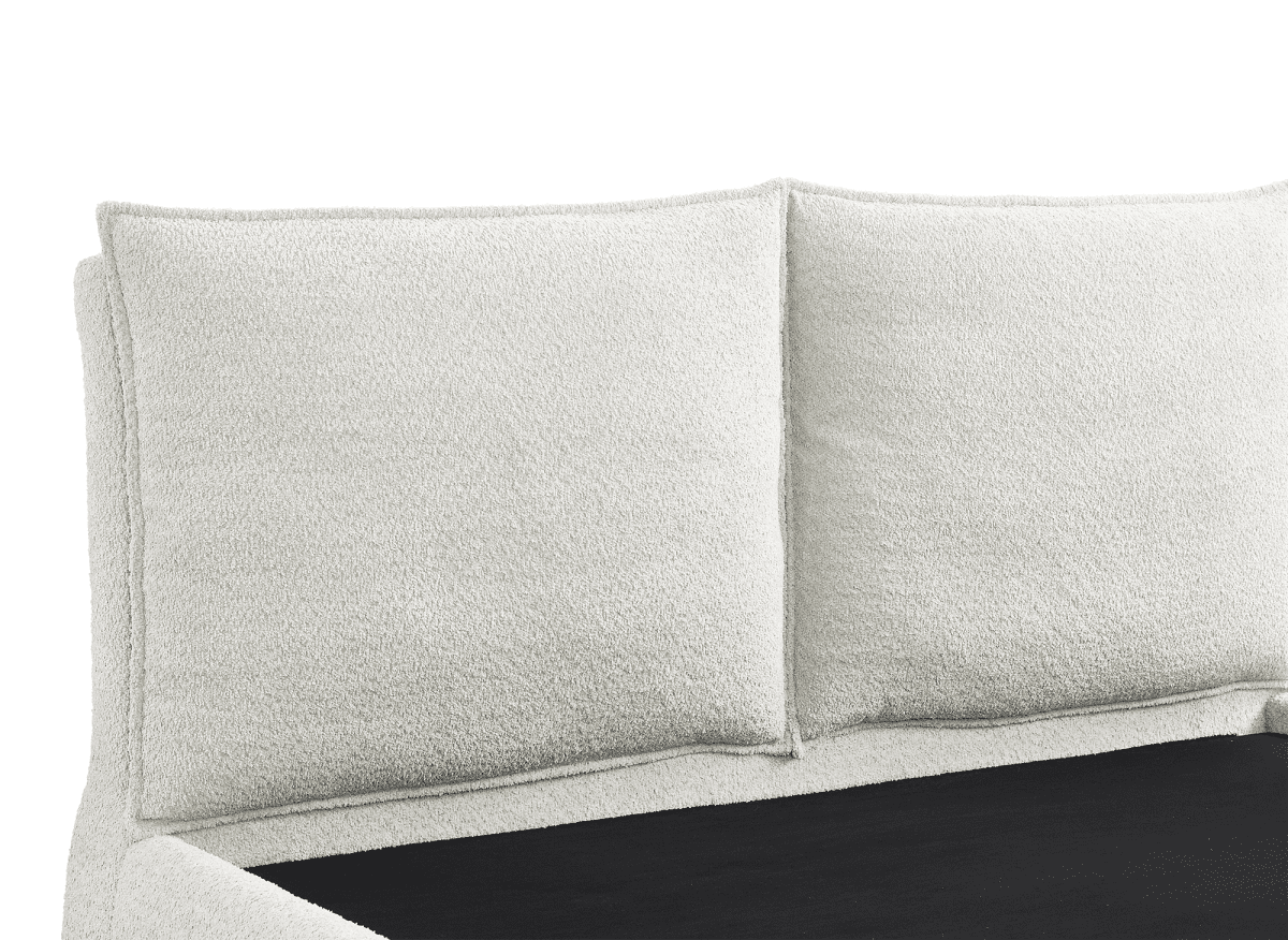 Lit coffre en tissu bouclette beige 160x200 cm MELY - DécoInParis