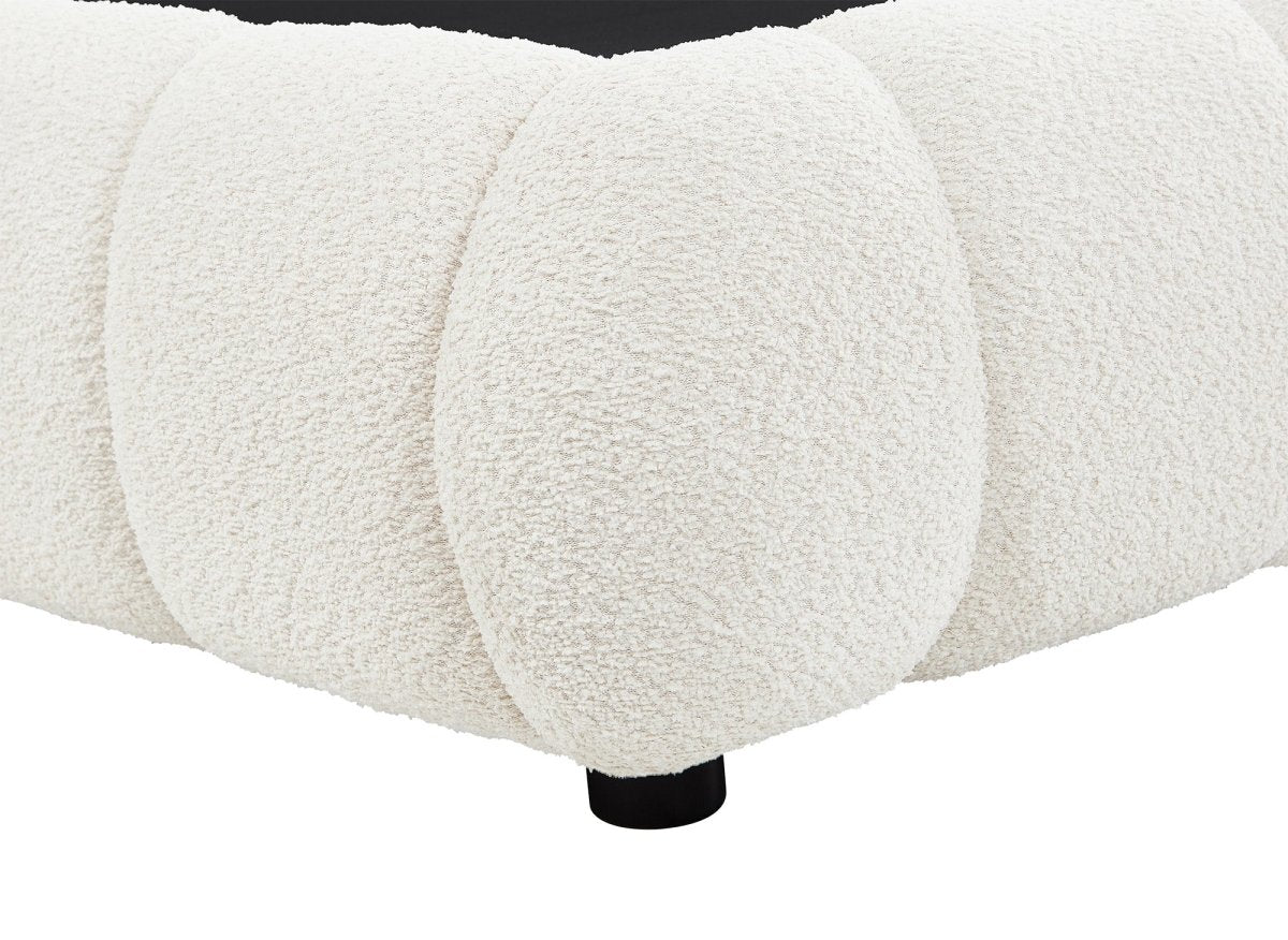 Lit coffre en tissu bouclette beige 180x200 cm RILEY - DécoInParis