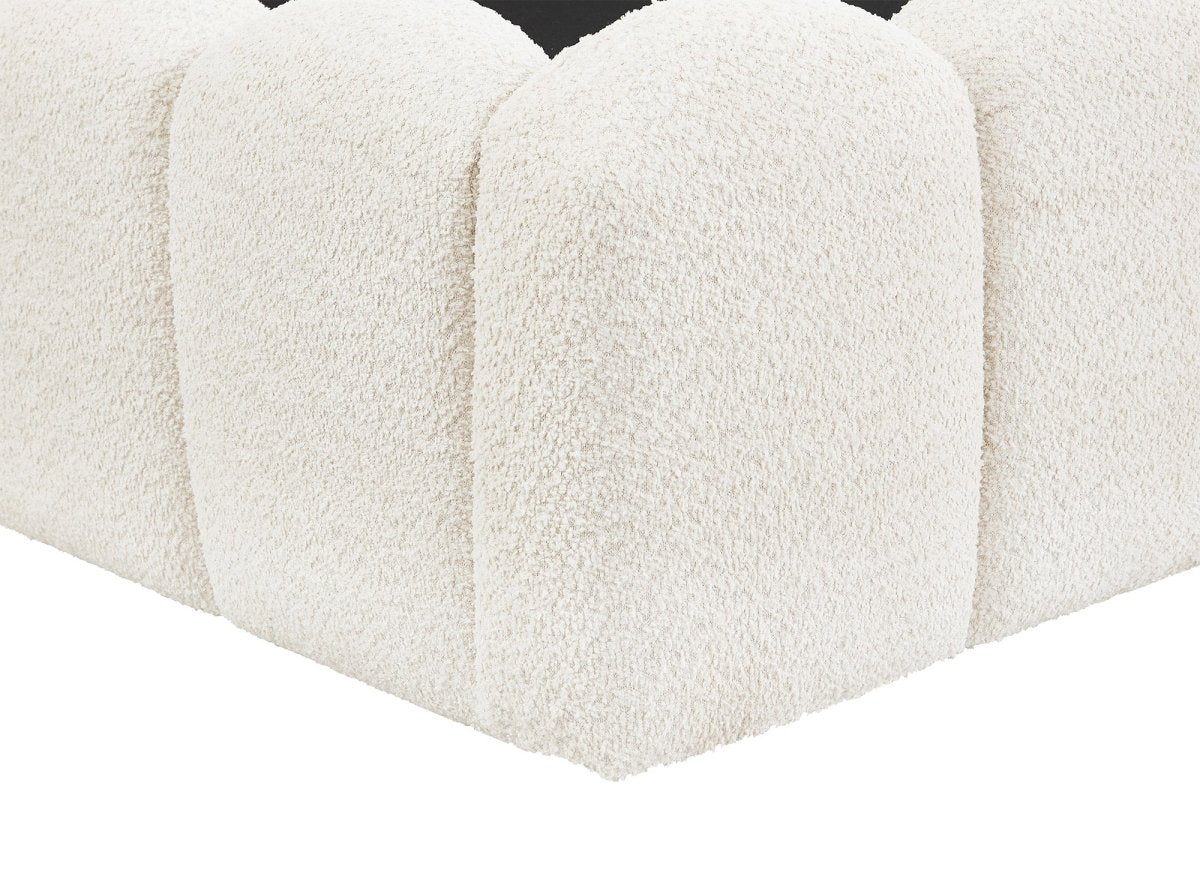 Lit coffre en tissu bouclette beige 180x200 cm RITA - DécoInParis