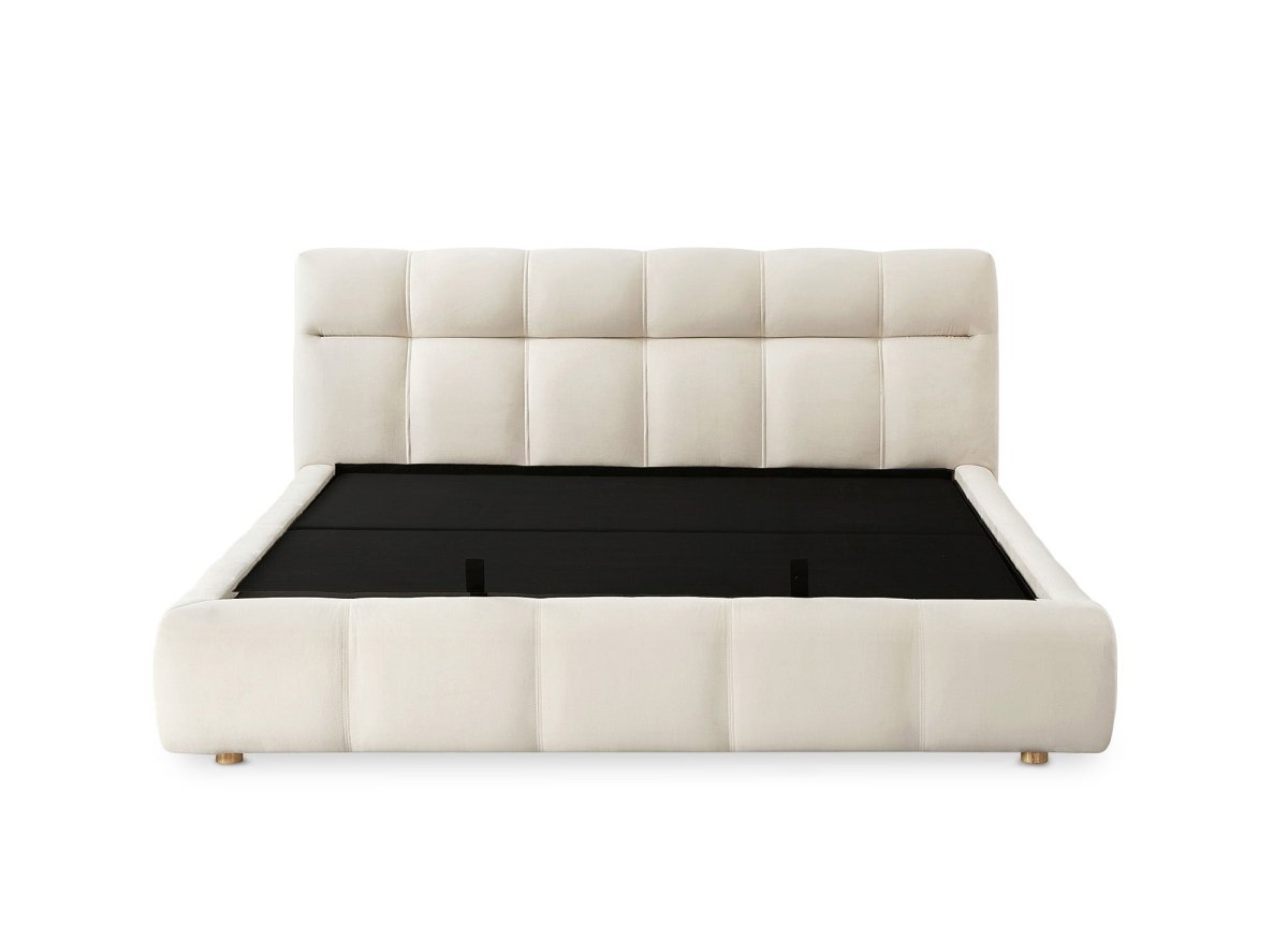 Lit coffre en velours beige 160x200 cm GEORGINA - DécoInParis