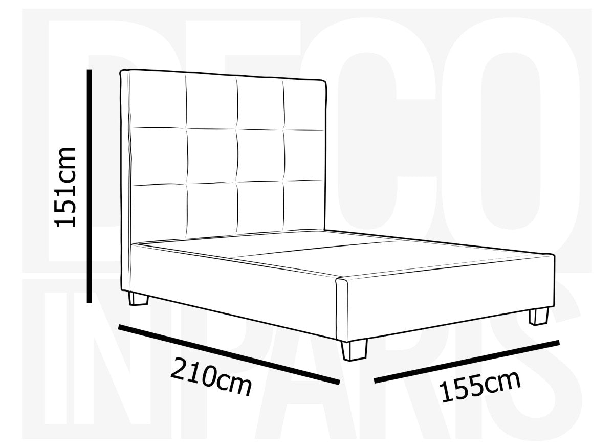 Lit coffre en velours beige design CAROLINE 140 x 190 cm - DécoInParis