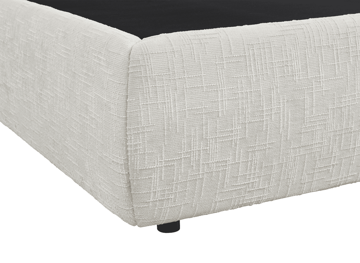 Lit coffre en velours chiné beige 160x200 cm MELY - DécoInParis