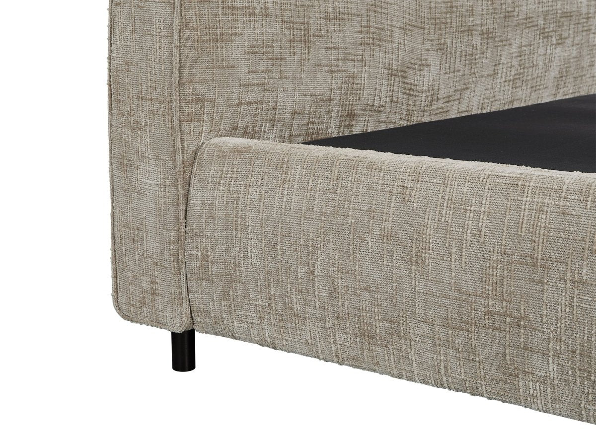 Lit coffre en velours chiné taupe 180x200cm MELO - DécoInParis