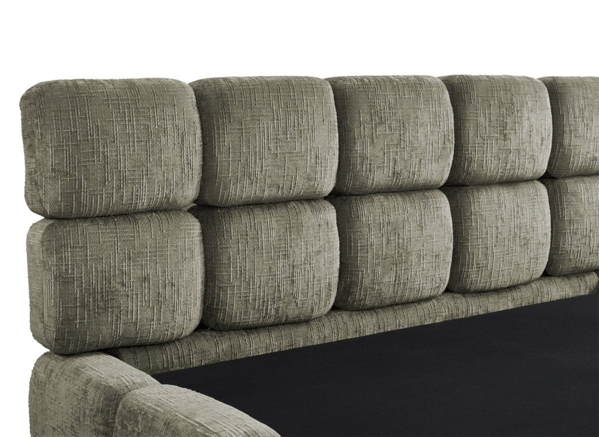 Lit coffre en velours chiné vert olive 180x200 cm BUBBLE - DécoInParis