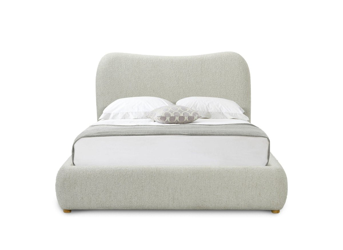 Lit double effet peau de mouton blanc écru PAMELA 140 x 190 cm - DécoInParis