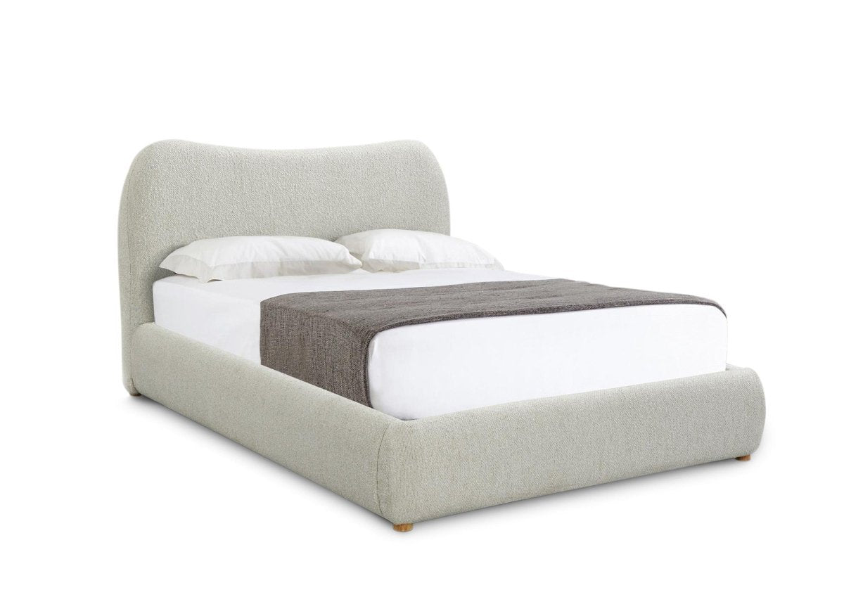 Lit double effet peau de mouton blanc écru PAMELA 140 x 190 cm - DécoInParis