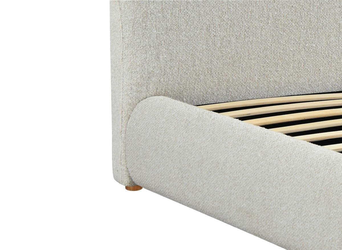 Lit double effet peau de mouton blanc écru PAMELA 140 x 190 cm - DécoInParis