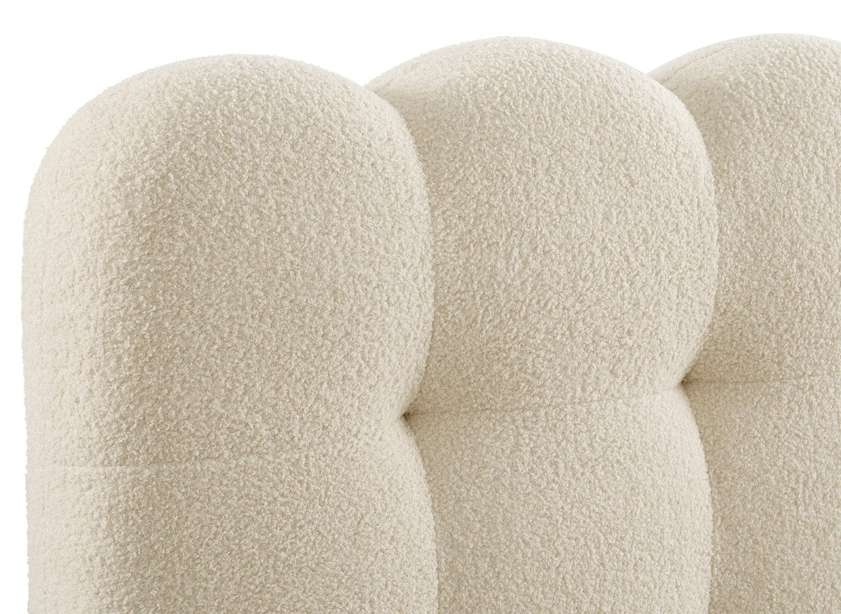 Lit double en tissu bouclette beige 140x190cm BISCUIT - DécoInParis