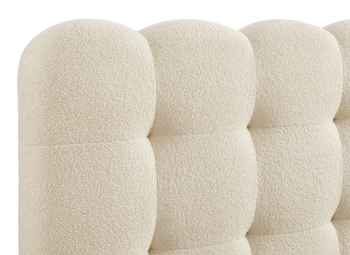 Lit double en tissu bouclette beige 180x200cm BISCUIT - DécoInParis