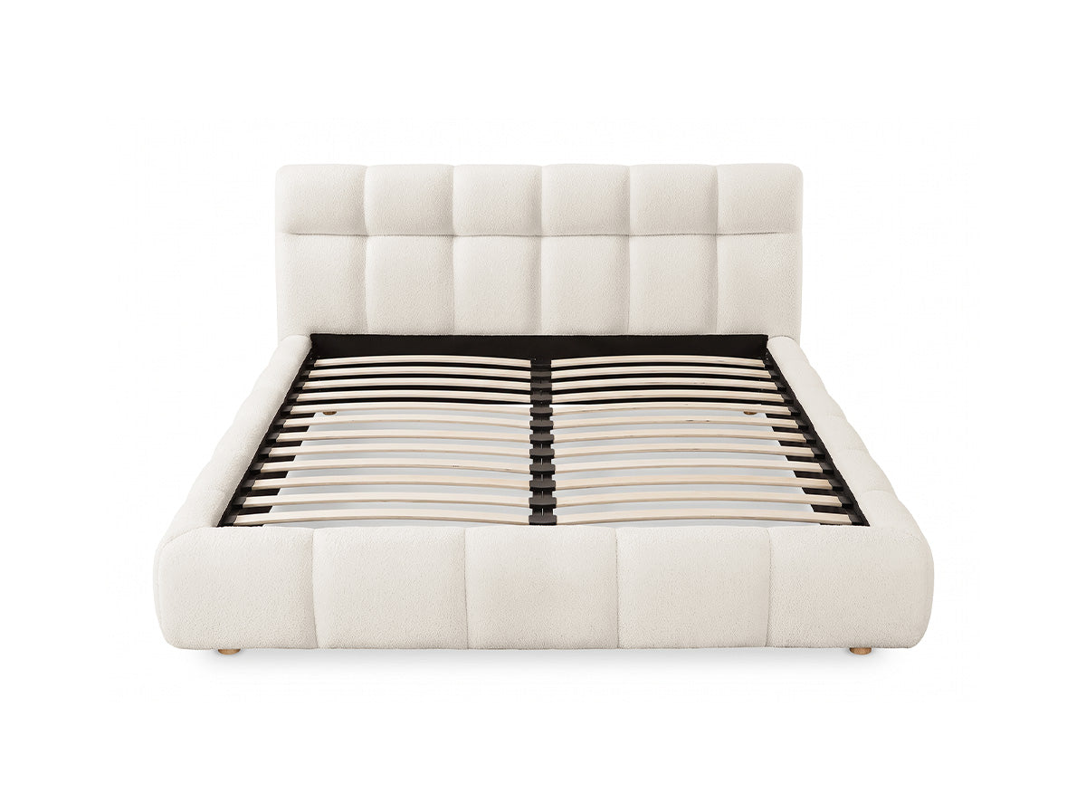 Lit double en tissu bouclette écru 140x190 cm GEORGINA