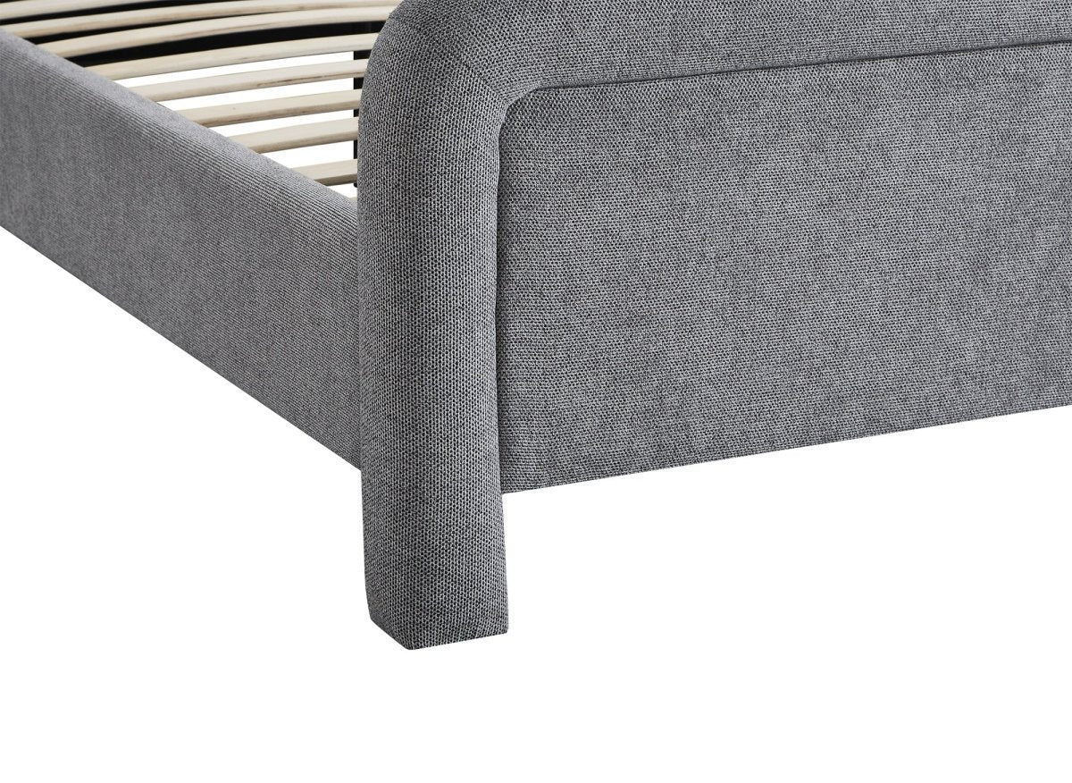 Lit double en tissu doux gris 140 x190 cm ANELA - DécoInParis
