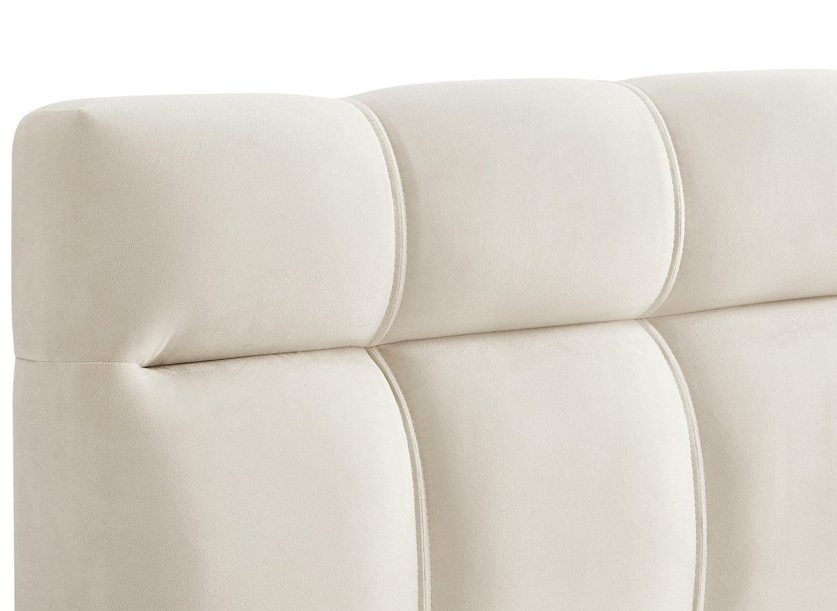 Lit double en velours beige 180x200 cm GEORGINA - DécoInParis