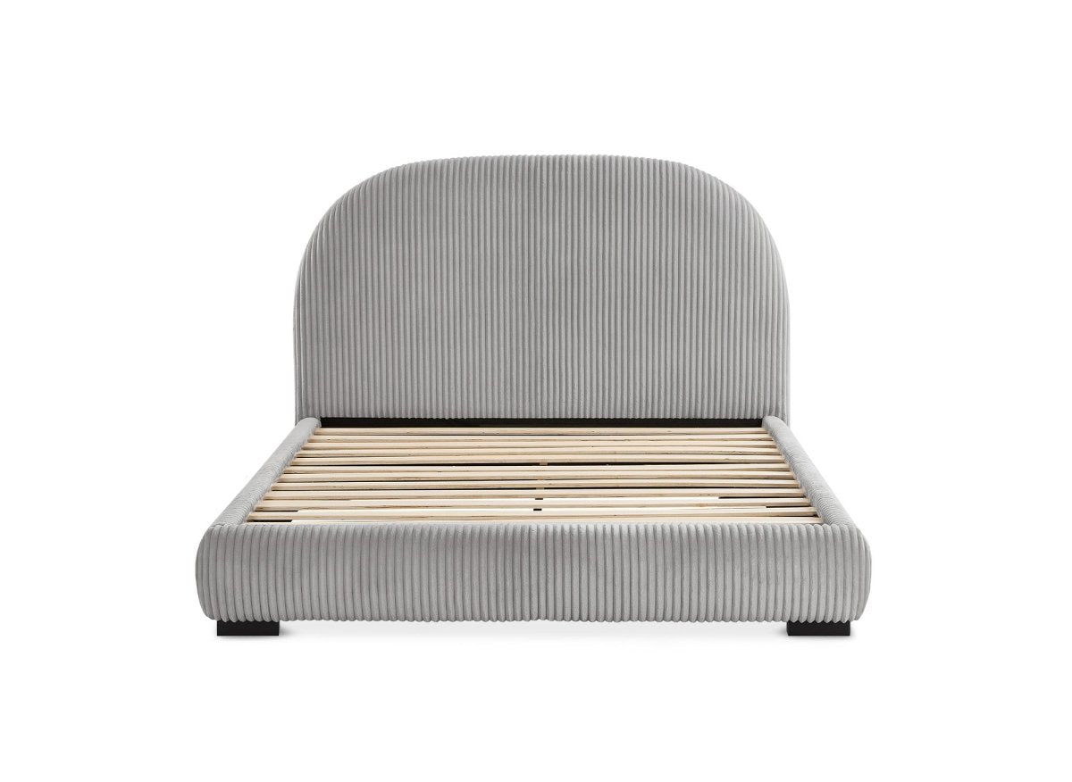 Lit double en velours côtelé épais gris 160x200cm COSY - DécoInParis