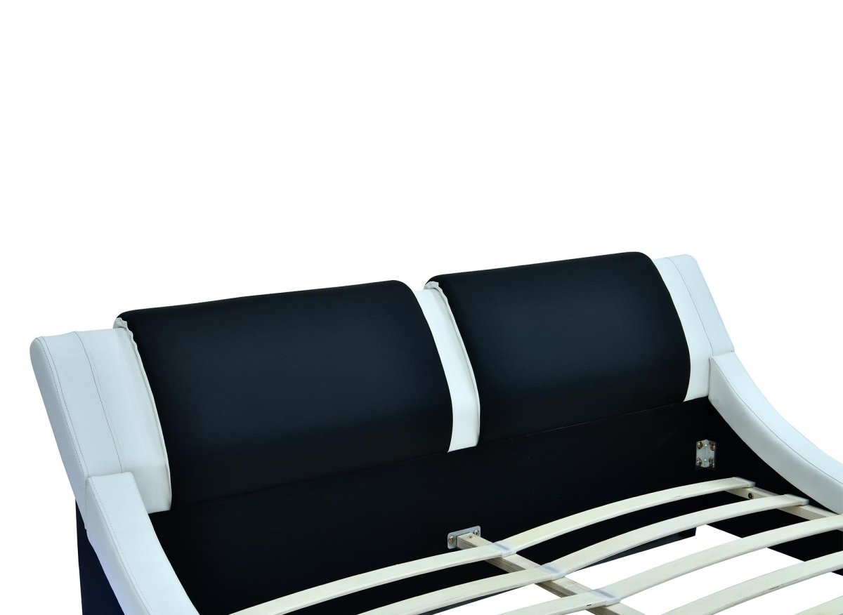 Lit en simili cuir noir et blanc avec LED 180x200 cm ZEDA - DécoInParis