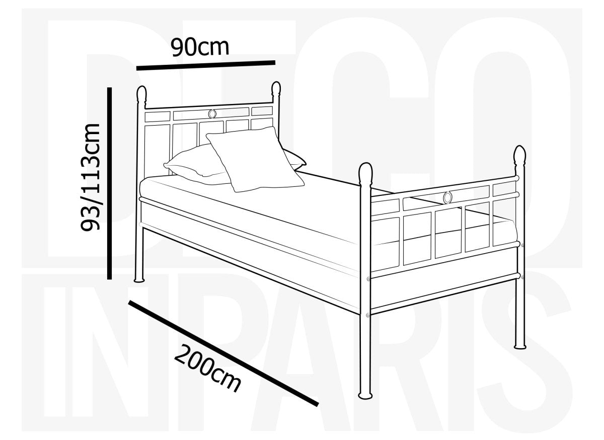 Lit simple en métal blanc KADY 90 x 190 cm - DécoInParis