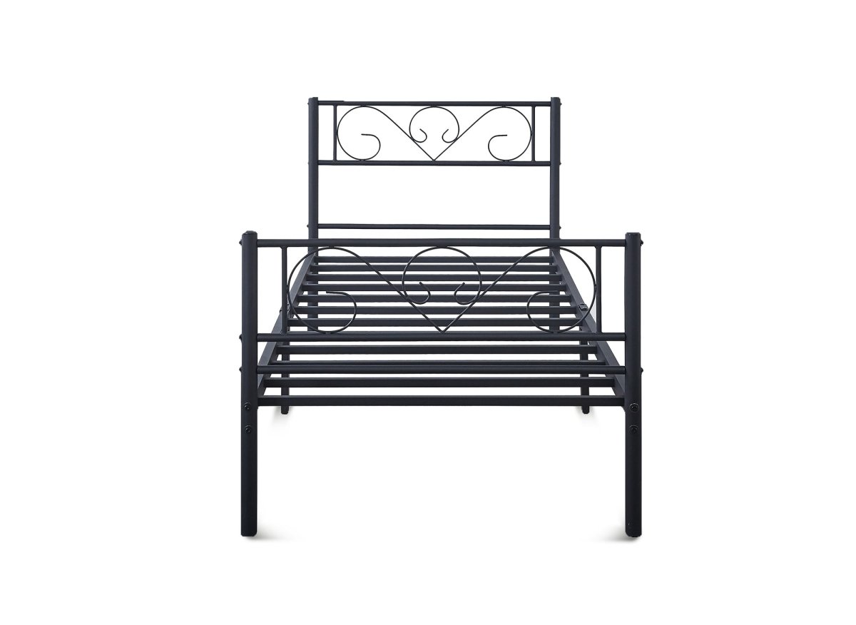 Lit simple en métal noir LUCINA 90 x 190 cm - DécoInParis