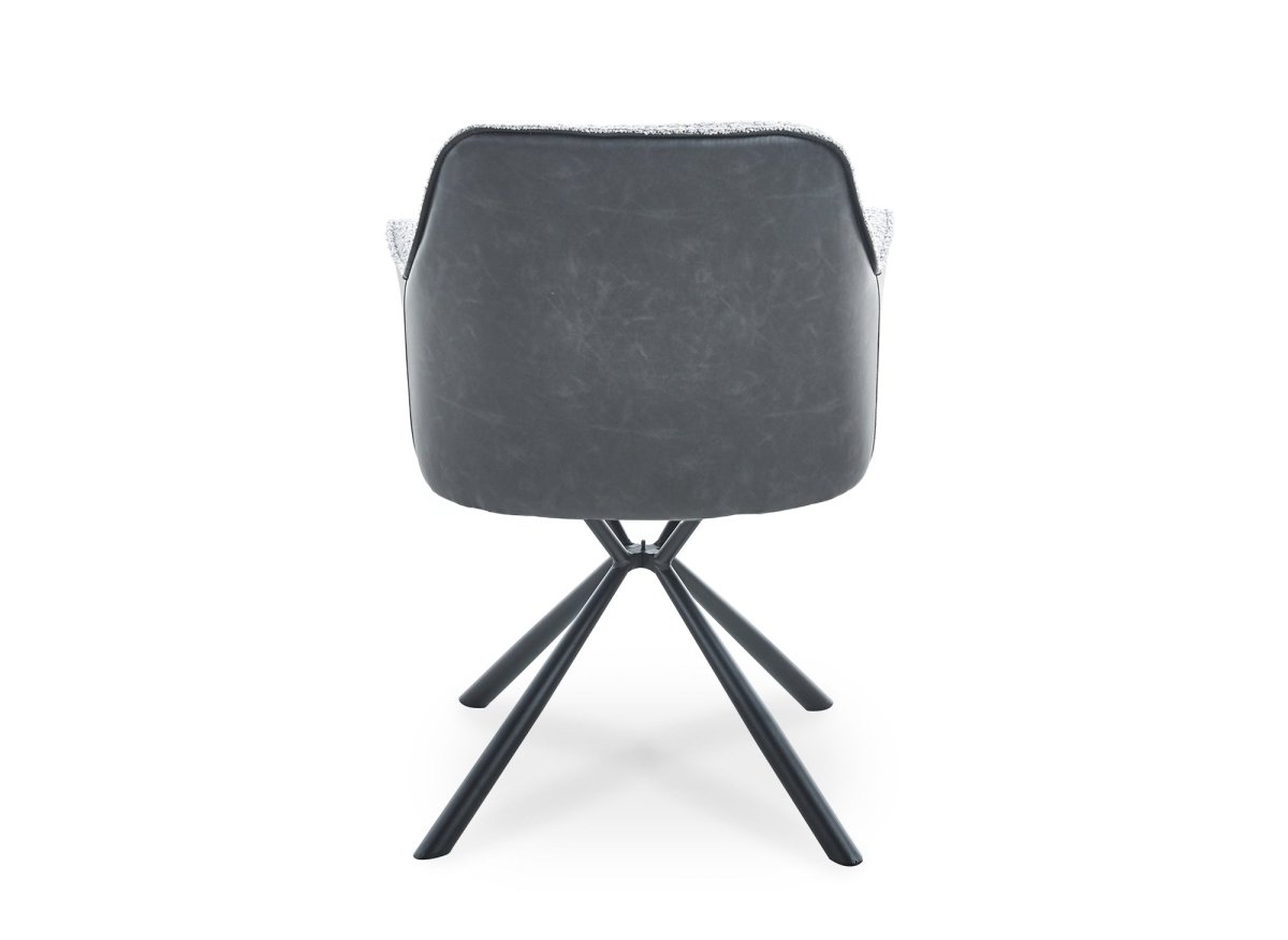 Lot de 2 chaises avec accoudoir tissu bouclette et simili cuir gris PIRO - DécoInParis