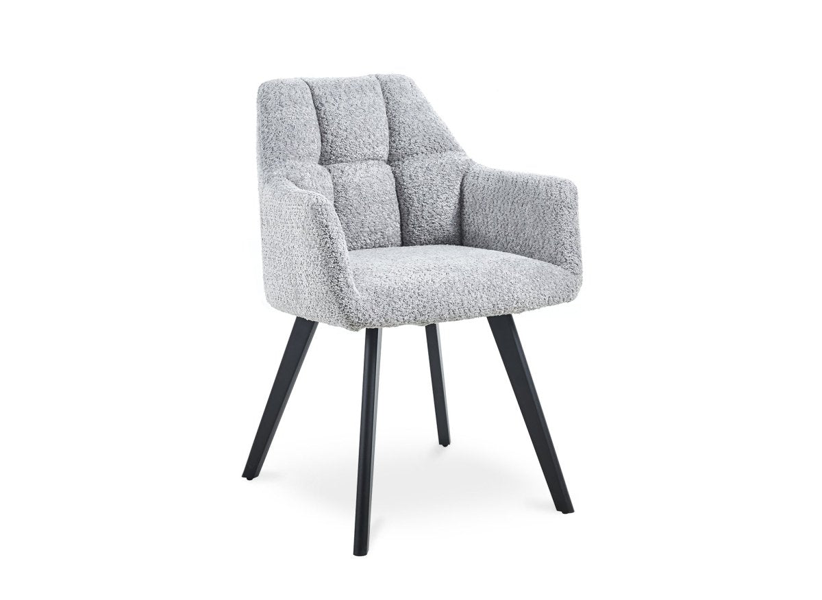 Lot de 2 chaises avec accoudoirs effet peau de mouton gris clair ESPERA - DécoInParis