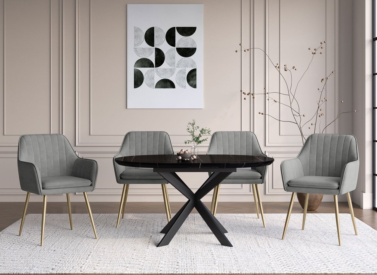 Lot de 2 chaises avec accoudoirs en velours gris EDWIGE - DécoInParis