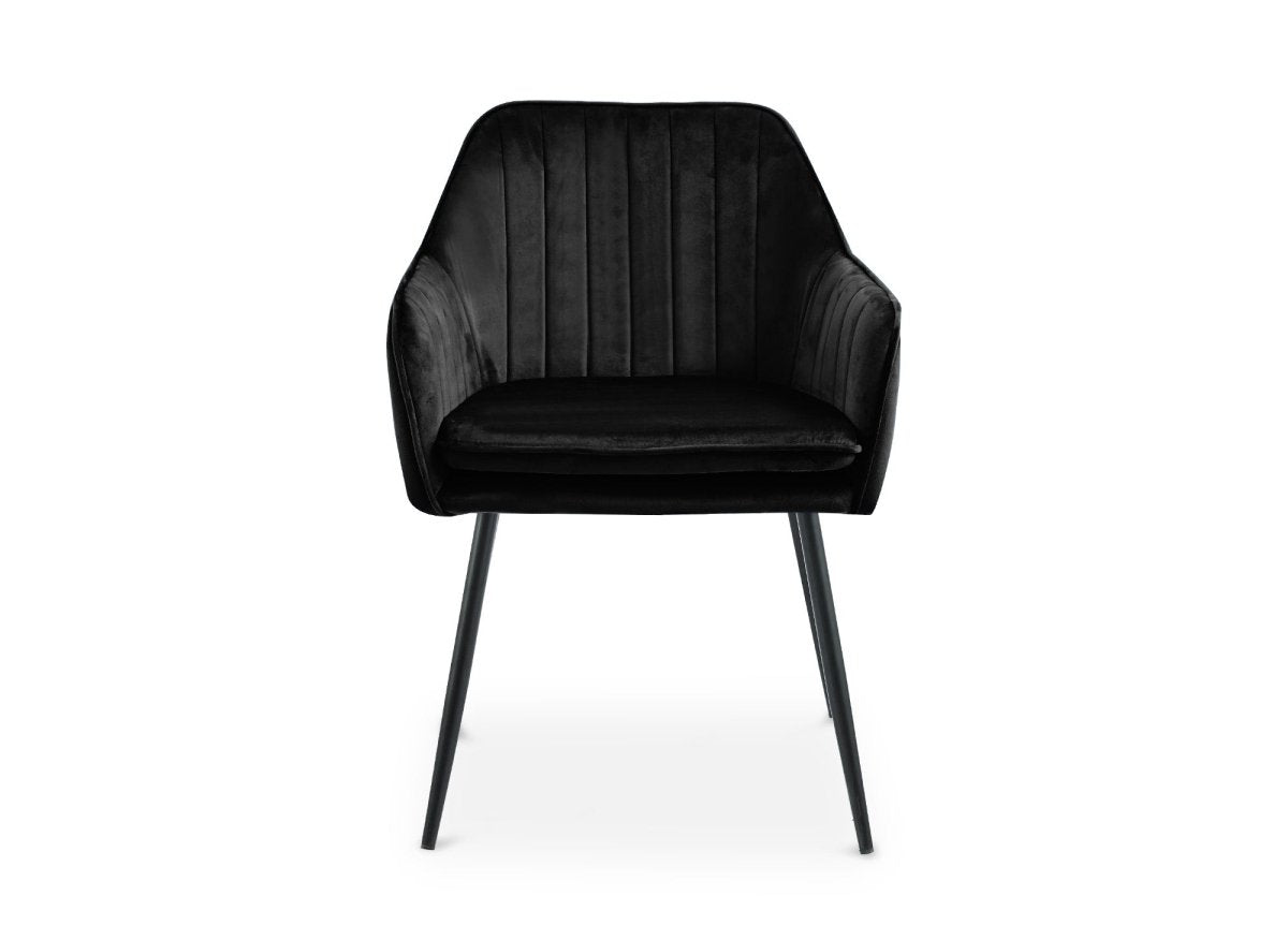 Lot de 2 chaises avec accoudoirs en velours noir pieds noirs EDWIGE - DécoInParis