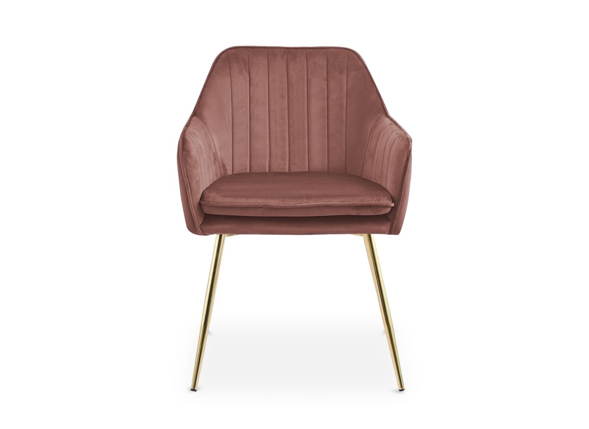 Lot de 2 chaises avec accoudoirs en velours rose EDWIGE - DécoInParis