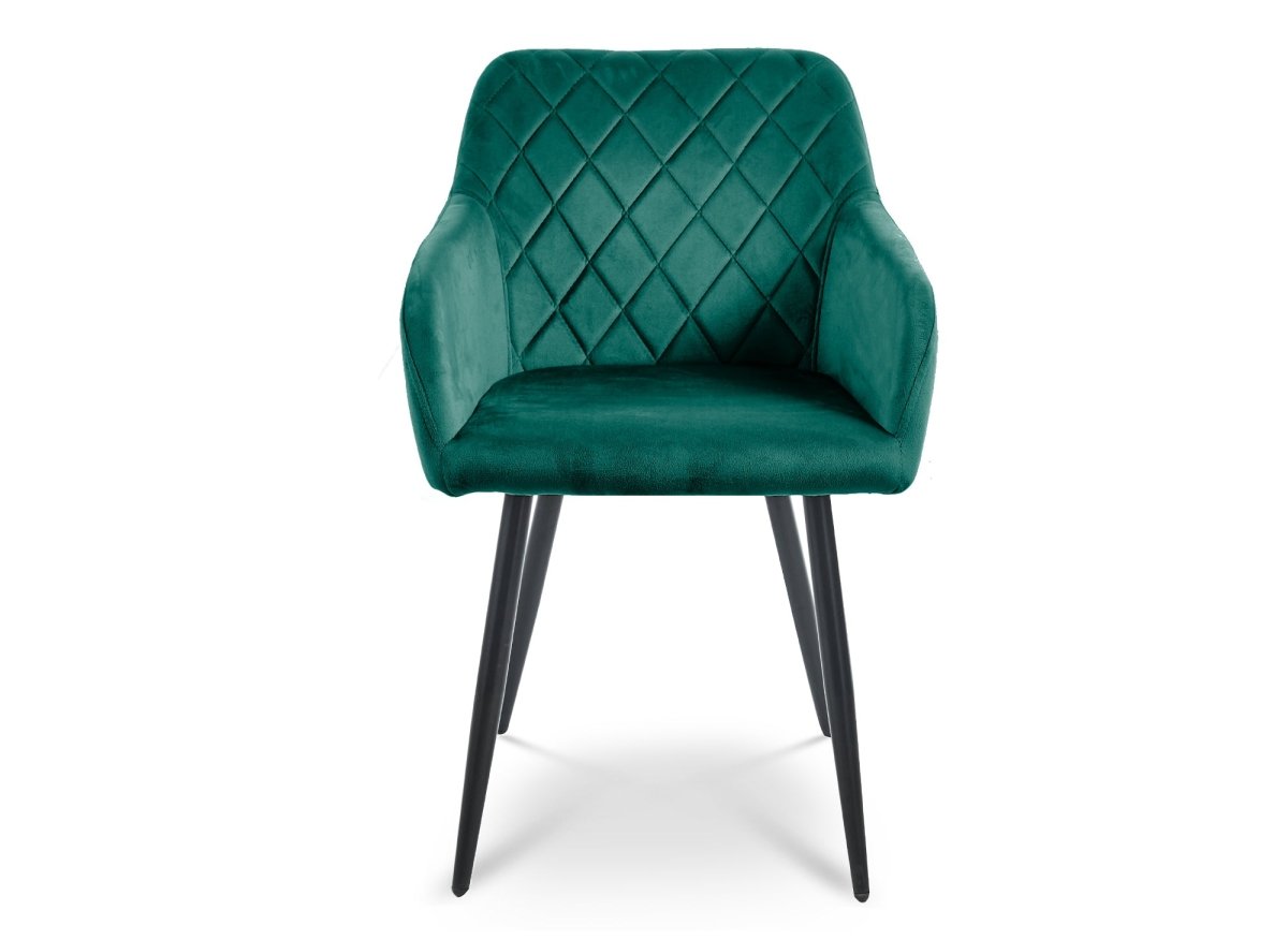 Lot de 2 chaises avec accoudoirs en velours vert KANA - DécoInParis