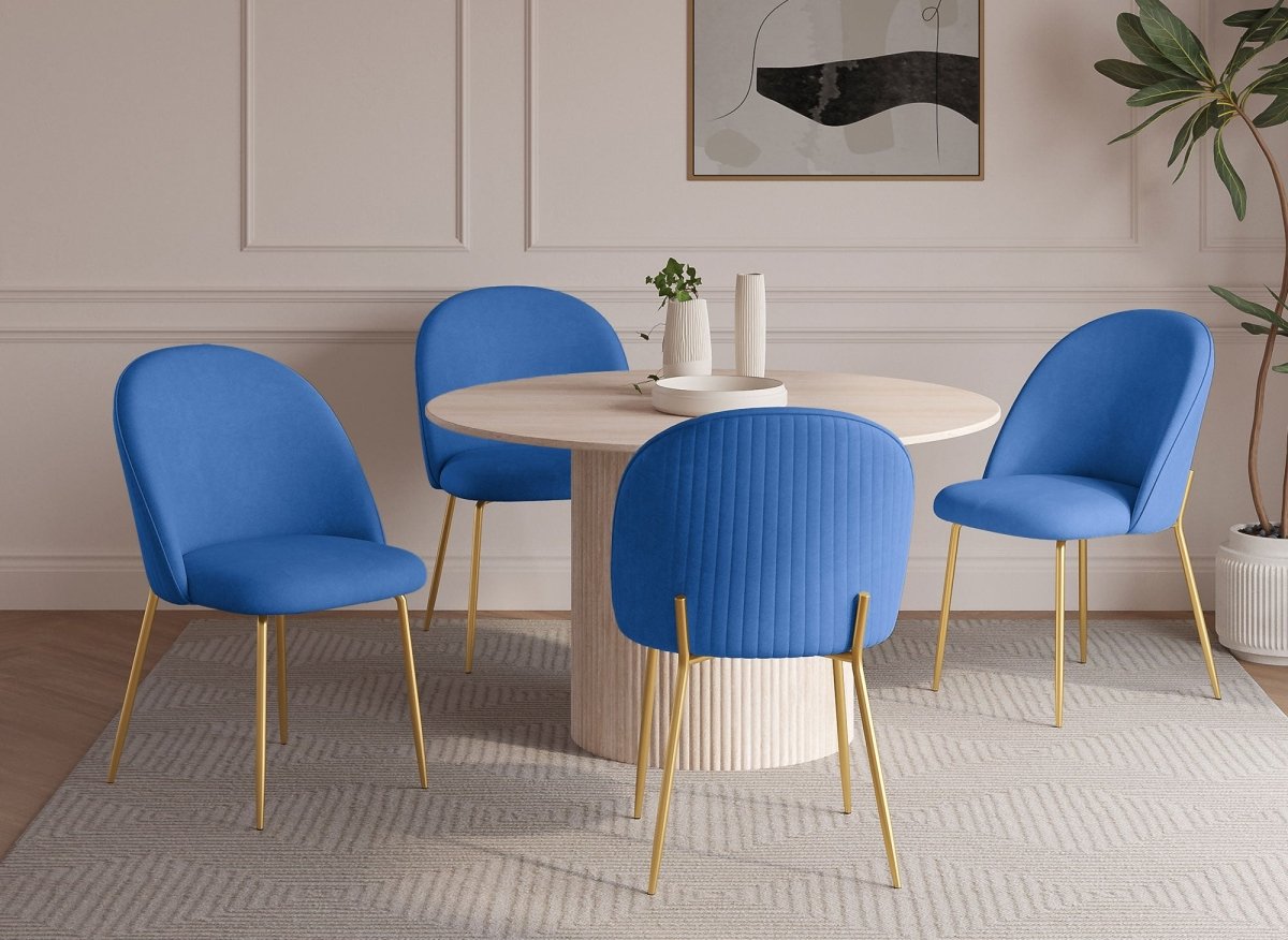 Lot de 2 chaises design en velours bleu ARABEL - DécoInParis