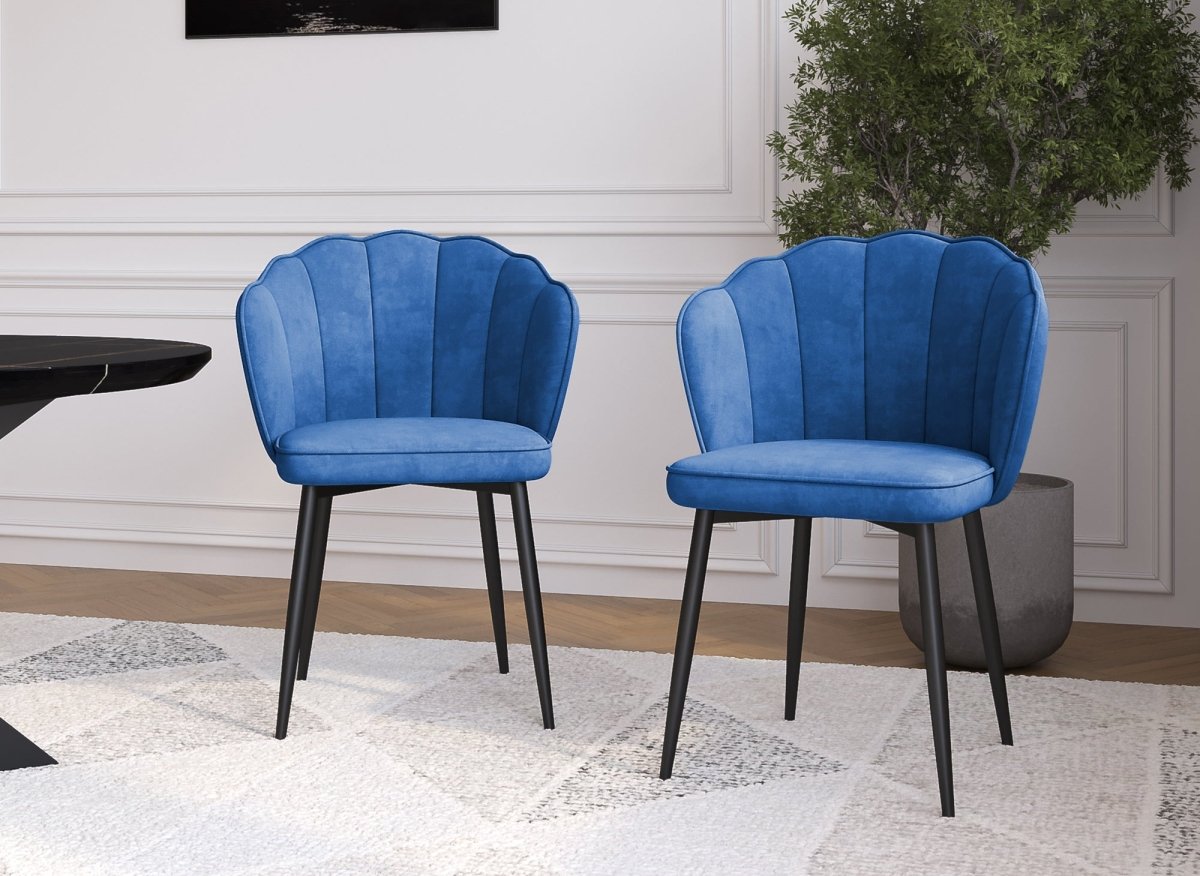 Lot de 2 chaises design en velours bleu pieds noirs GARANCE - DécoInParis