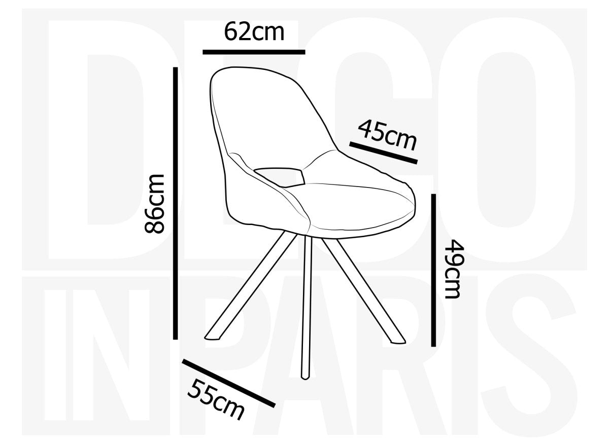 Lot de 2 chaises design en velours côtelé blanc écru SYRA - DécoInParis