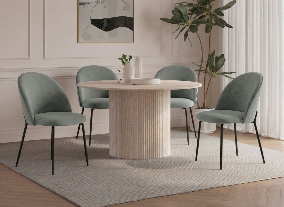 Lot de 2 chaises design en velours gris pieds noirs ARABEL - DécoInParis