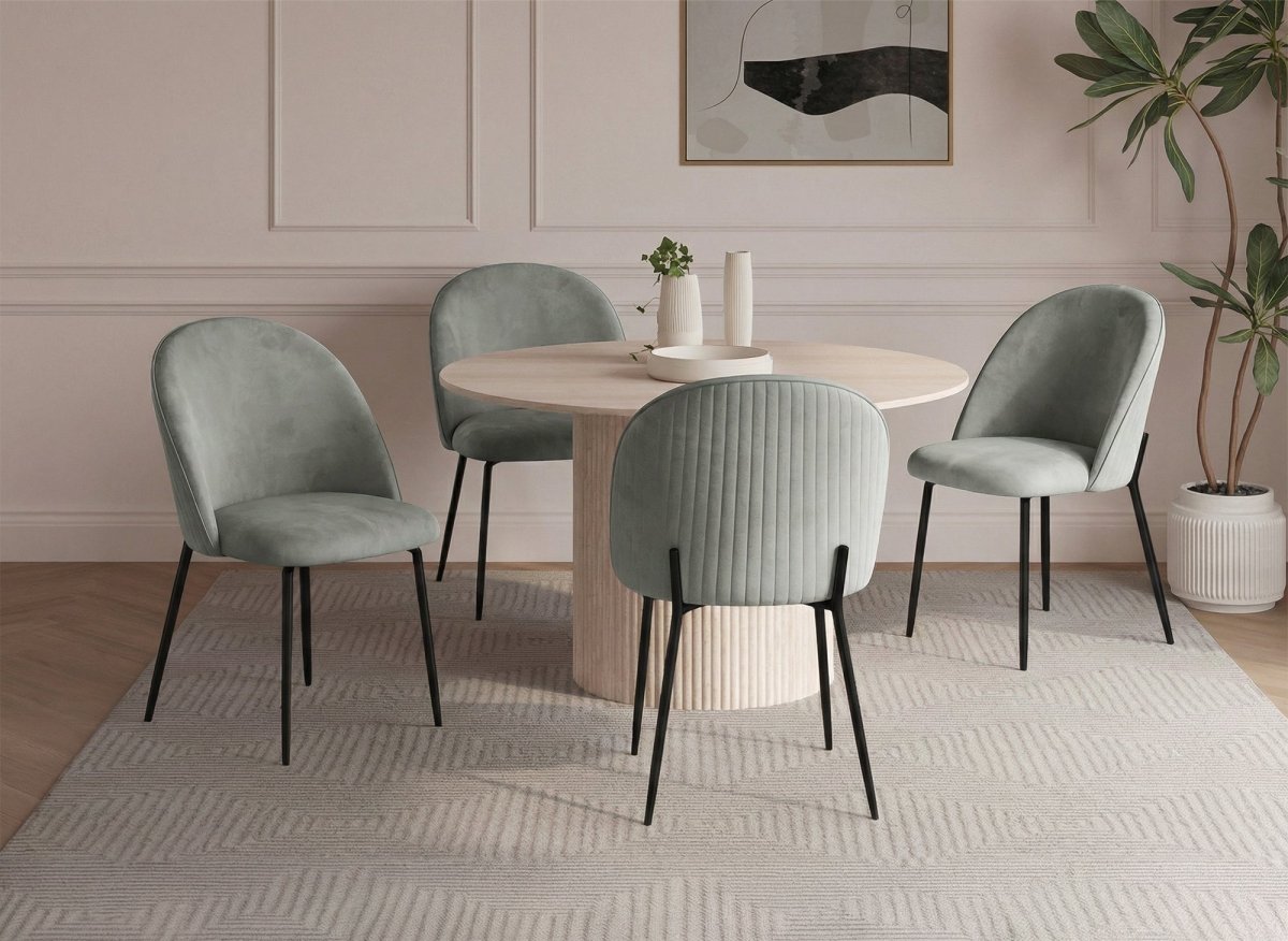 Lot de 2 chaises design en velours gris pieds noirs ARABEL - DécoInParis