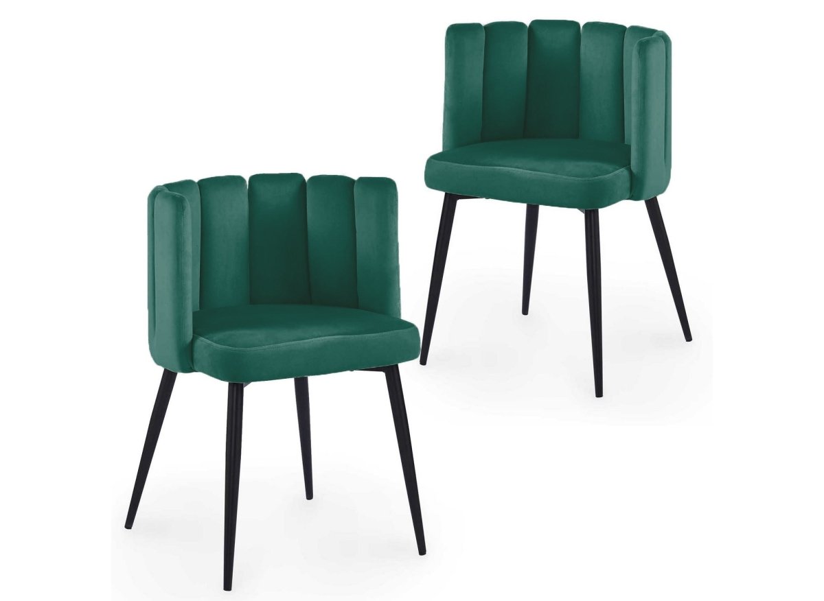 Lot de 2 chaises design en velours vert DEBBY - DécoInParis