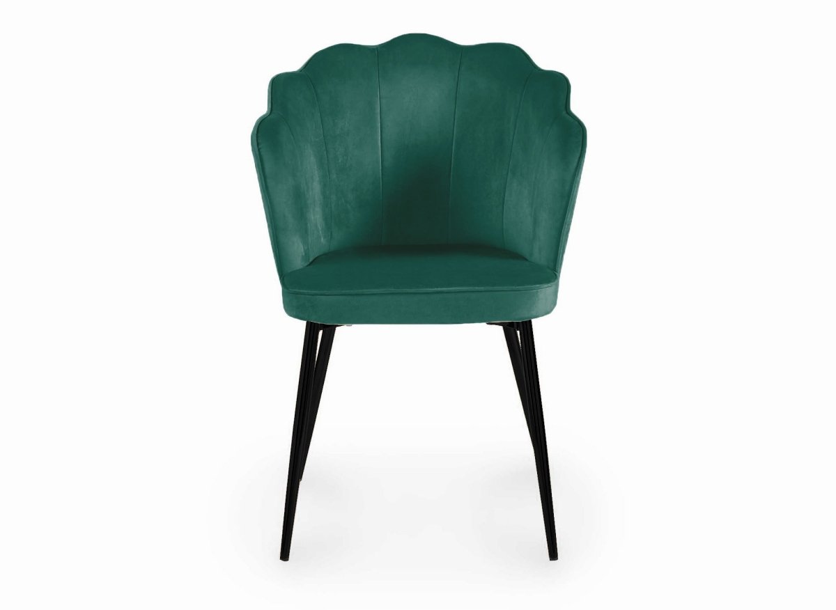 Lot de 2 chaises design en velours vert pieds noirs GARANCE - DécoInParis