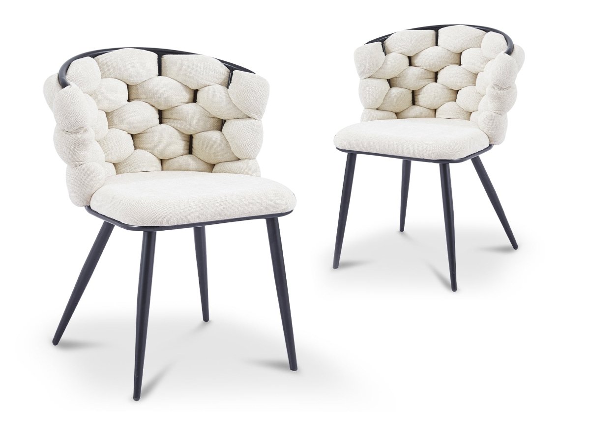 Lot de 2 chaises en tissu beige pieds en métal noir CECILE - DécoInParis
